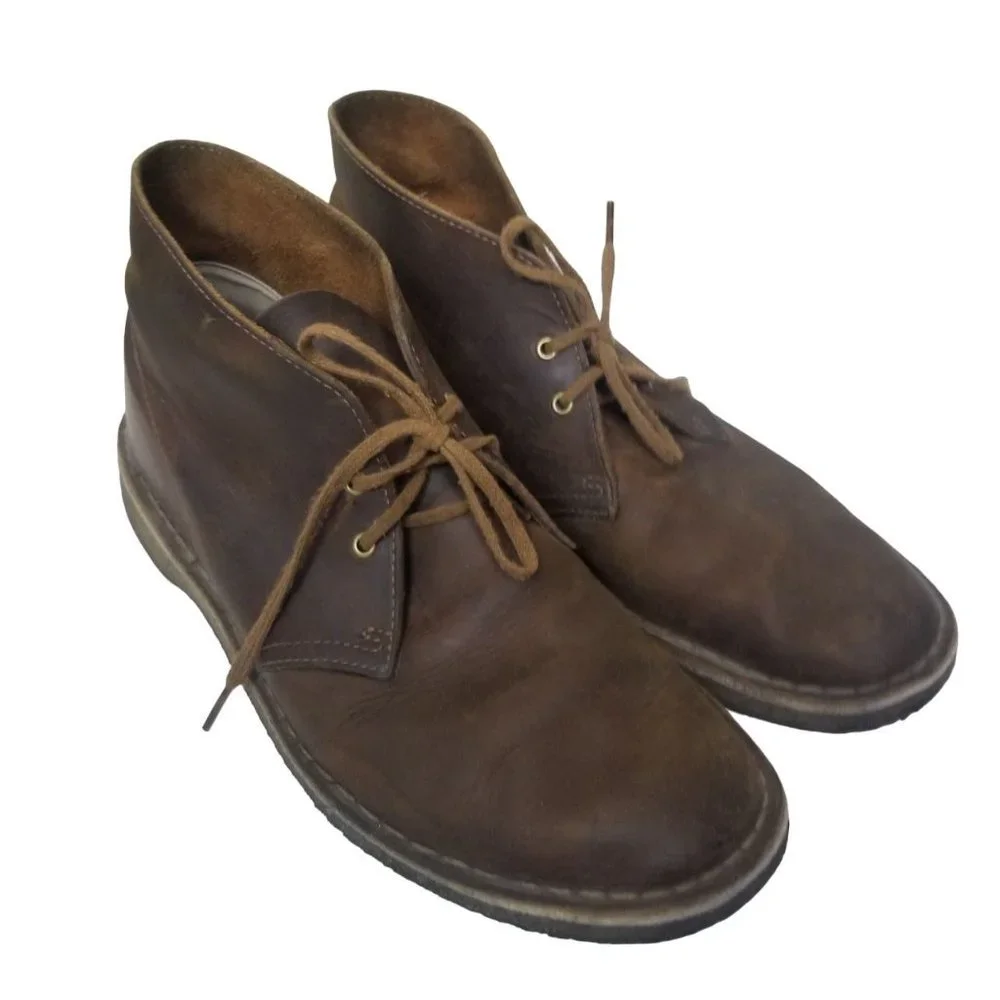 Clarks Mens 8M Brown Suede Leather Lace Up Closed